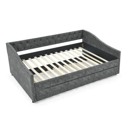 The Full-size Sofa Bed Features A Double-sized Upholstered Tufted Sofa Bed On Wheels Unavailable Platforms- Temu WEM Support (www.WEM.support)