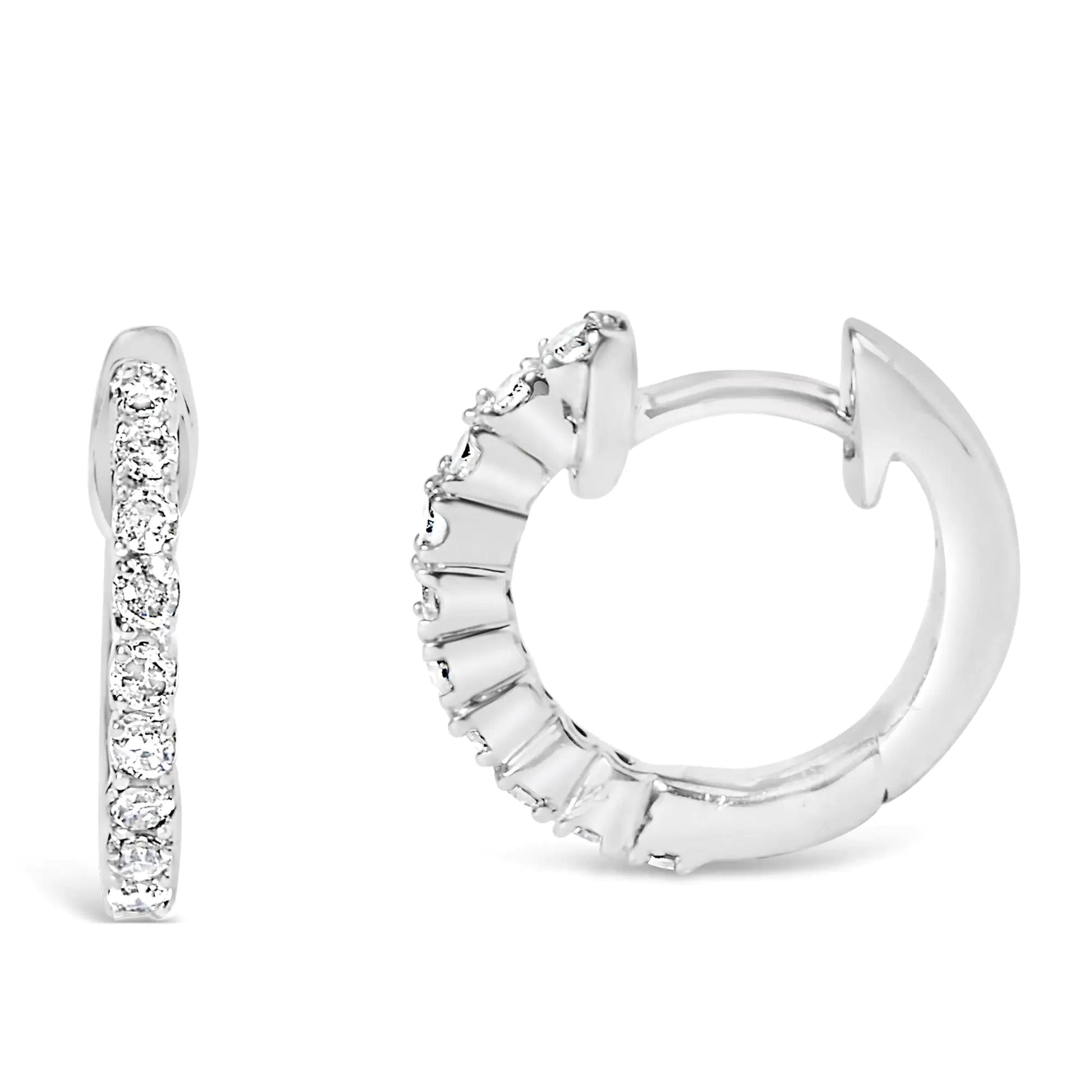 .925 Sterling Silver 1/6 Cttw Diamond Petite Hoop Earrings (I-J Color, I2-I3 Clarity) WEM Support (www.WEM.support)